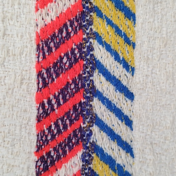 11579 THML cream & multi-color textured cotton striped sleeveless dress S - Picture 6 of 11